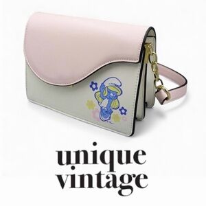 UNIQUE VINTAGE Pink & White Smurfette Handbag